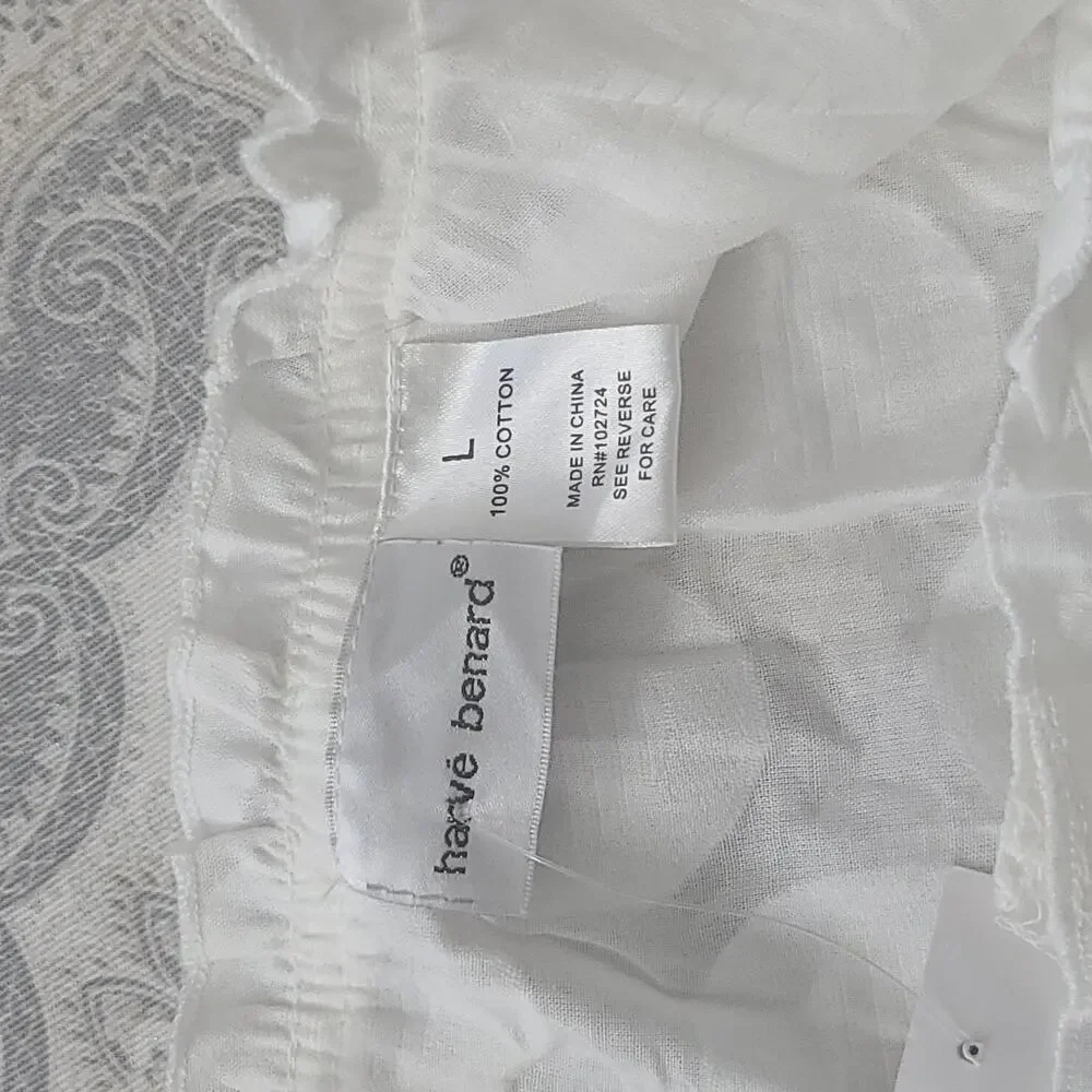 Harve Benard Vintage100% cotton Dot detail women's blouse Ivory Size Large - Picture 6 of 7